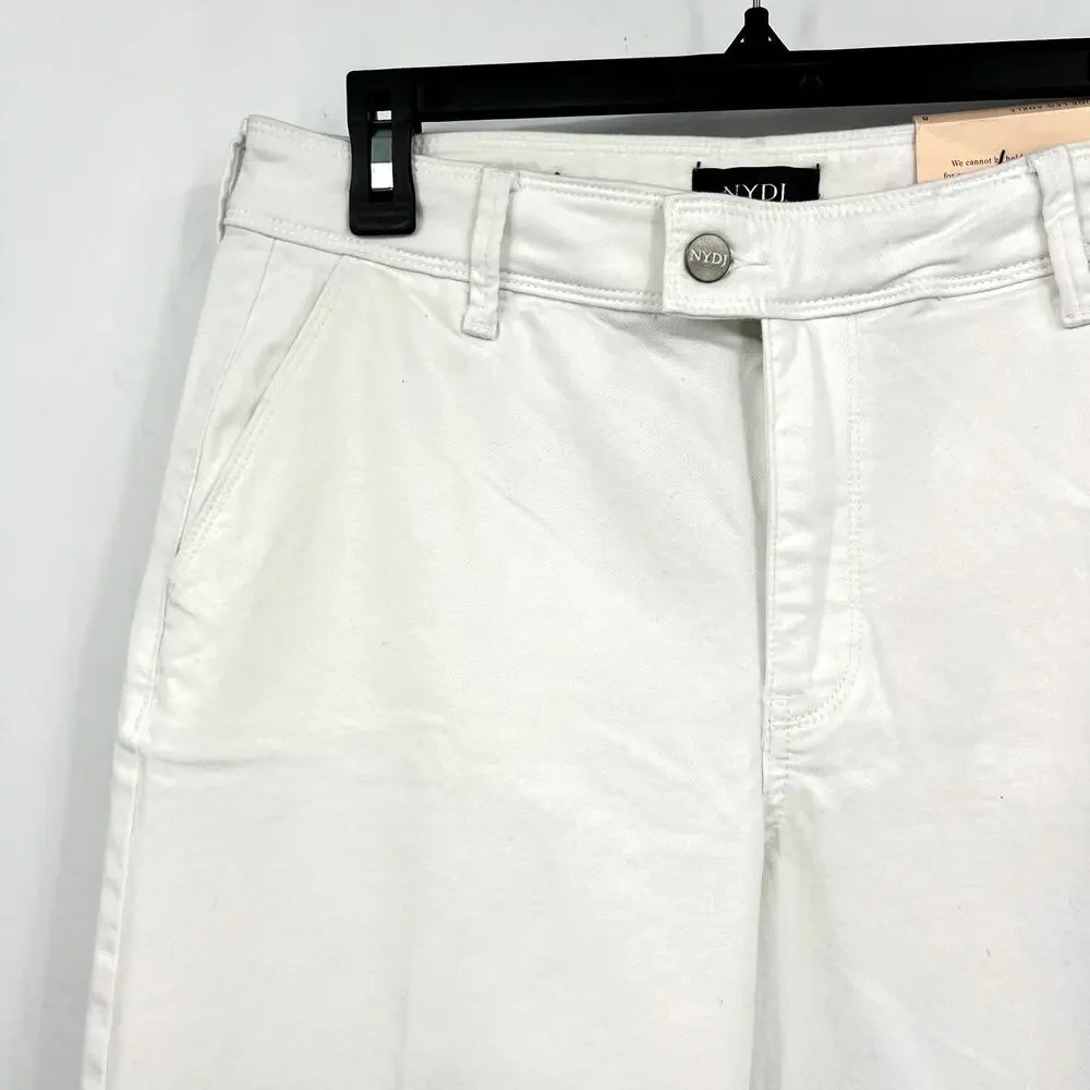 NYDJ Women's Mona Wide Leg Ankle Jeans Size 8 Optic White Denim Trouser NWT